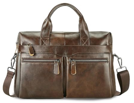 FANDARE Borse per 14 Pollici PC portatili Messenger Pelle Ventiquattrore Uomo Weekendiera 24 Ore spalla Business Sacchetto Borsetta Cartella Professionale per Lavoro Viaggi Borsa Tracolla Marrone