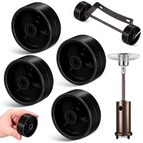 Anneome Ruote Girevoli di Ricambio Resistenti alle Intemperie per Riscaldatore da Esterno a Gas Kit 4 Ruote 97mm Parti di Ricambio Mobili per Stufa e Barbecue da Patio per Ombrellone