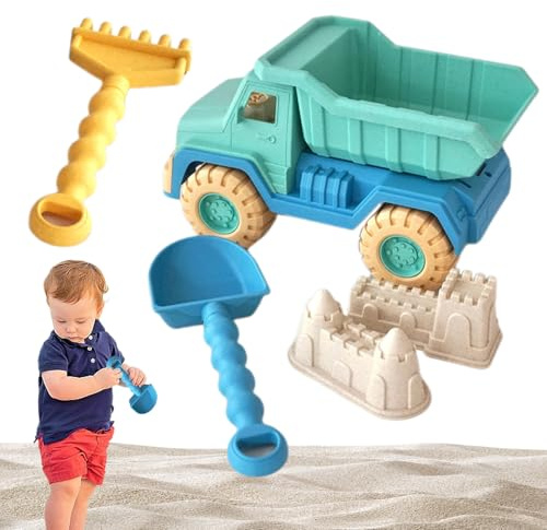 Giocattoli Di Sabbia Per Bambini - Kit Per Costruire Castelli Di Sabbia | Camion Giocattolo Da Viaggio, Giocattoli Da Spiaggia, Camion Con Cassone Ribaltabile Pala Rastrello 2 Castelli Giocatto