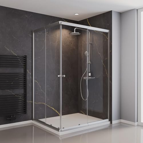 Schulte Sunny Duschkabine Eckeinstieg, 80-100 x 100-120 cm, Silber | Schiebetüren einzeln variabel verstellbar, 180 cm Höhe, 4 mm Sicherheitsglas (ESG) Klar hell, Modell EP194421012 169 50