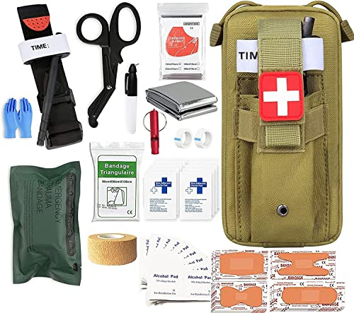 Kit de trauma con torniquete para control de sangrado severo, kit de primeros auxilios de emergencia para supervivencia, camping, senderismo y uso militar