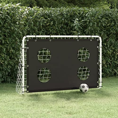 Runheo Fotbollsmål med målvägg av stål, 184 x 61 x 122 cm, vikbar och bärbar, med robust nät och 4 skotthål, väderbeständig för träning, spel, trädgård, park, utomhus, klubb och fritid