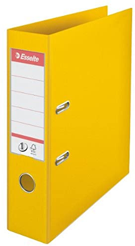 Esselte A4 Lever Arch File, Yellow, 72mm Spine, Plastic, Pack of 10, 811310