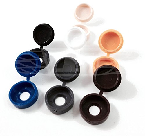 Black Large Plastic HINGED Cover CAPS - for 10g/12g Screw (5-6mm Shank Diameter) Free UK DELIVERY (100)