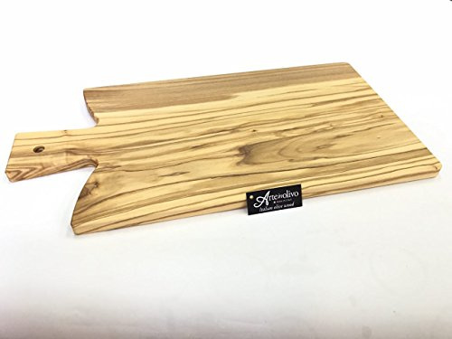 Wood&Design Tagliere Modello Toscano in pregiato Legno di olivo. Varie Misure. Made in Italy. Idea Regalo (L)