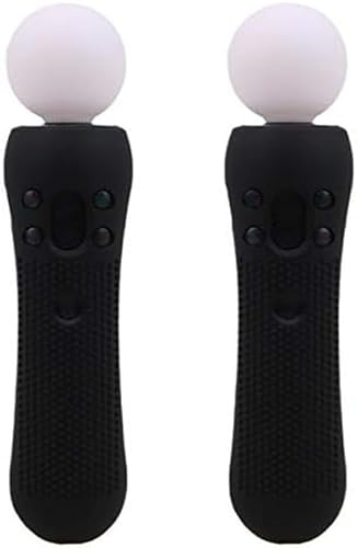 2 Stück Silikon-Gummi-Abdeckung Anti-Rutsch Schutzhülle für Playstation PS4 VR Move PS Move Motion Controller Schwarz