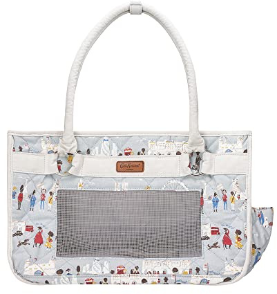 Cath Kidston Transportbox für Haustiere, Stoff-Tragetasche, für Hunde und Katzen, mit London-Druck, wasserabweisend, maschinenwaschbarer Bezug, atmungsaktive Netz-Einsätze, 42 x 18 x 29 cm, mehrfarbig