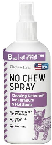 No Chew Spray für Hunde, 237 ml, natürliches und alkoholfreies Bitterspray für Hunde und Katzen, Anti-Kauspray für Möbel, heiße Stellen und mehr, Kau-Spray