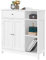 Yaheetech Armario Baño de Suelo Mueble de Baño Auxiliar de Madera con Cajón y Puertas Mueble de Cocina con Estante Ajustable 75x30x80 cm Blanco