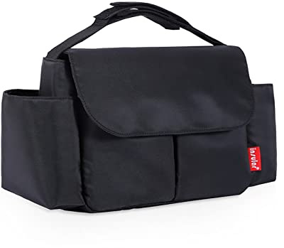 SONARIN Impermeabile Borsa Organizer per Passeggino,Grande Capacità Borsa Passeggino Universale Organizzatore per Passeggino Borsa per Carrozzina Borsa Cambio con Portabicchieri(Nero)