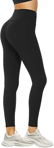 DDOBB Leggings Damen High Waist Sportleggins Lang Schwarz Leggins Blickdicht Bauchweg Sporthose Elastisch Yogahose Gym Festival Outfit(#02-Schwarz, (DE34-40)=S-M)