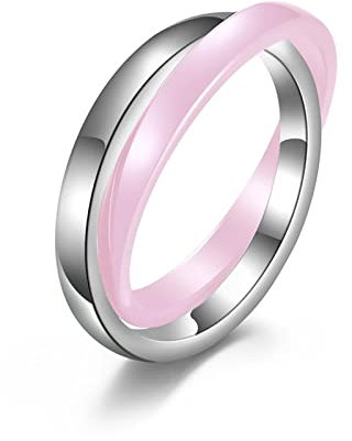 Wycian Matching Rings Couples, Herren Ringe Edelstahl Doppelring Doppelring Rosa Größe 57 (18.1) Versprechen Ring für Braut und Bräutigam