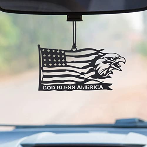 Rückspiegel-Accessoire, Autoanhänger, Autodekoration mit Anhänger und Ornament, schwingendes Ornament für Männer und Frauen, Rückspiegel-Dekoration in Schwarz (USA Adler mit Flagge)