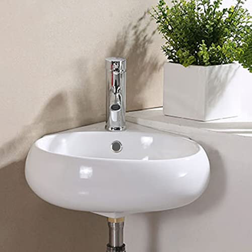 ZYFA Eckwaschbecken Keramik Waschbecken Hand-Waschbecken Waschschale Wandmontage Waschtisch Keramik-Waschbecken Weisses for Badezimmer & Gäste-WC