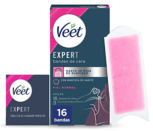 Veet Expert Kaltwachsstreifen zur Enthaarung der Achseln, mit Sheabutter, 16 Streifen