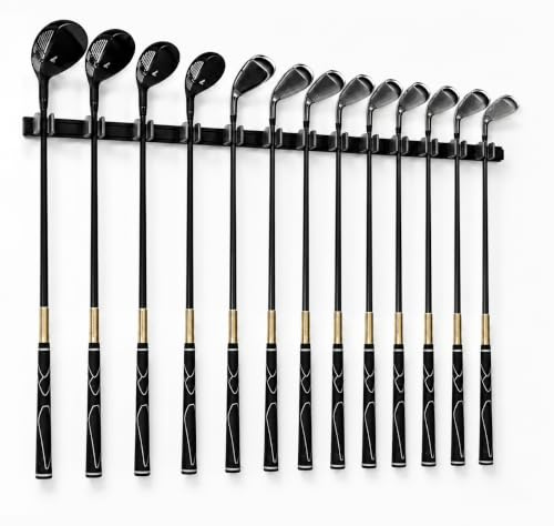 11 Golfschlägerhalter auf 61 cm großem Regal, Wandaufhänger, Regal, Halterung, Organizer (Schlägerkopf hoch)