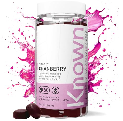 Known 16,000mg Cranberry Gummies – Vegan Gummy Supplement with High Strength Cranberry Extract & Vitamin C – Female Health & Immune Support – 1 Month Supply – For Women