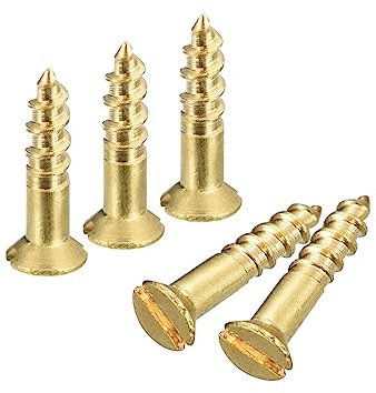 sourcing map Laiton Bois Vis, 50pcs M2 x 8mm Fente Entraînement Plat Tête Auto Taraudage Vis Tête Fraisée pour Travail Bois Meubles
