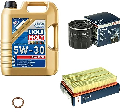 Inspektionspaket 5L LIQUI MOLY 5W-30 für Golf VIII Tiguan Allspace Polo | Motoröl LIQUI MOLY Longlife III 5W-30 Ölfilter Luftfilter Dichtring