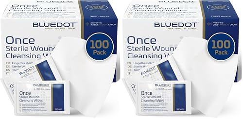 Blue Dot Sterile Saline Wipes 100-Piece Set (Pack of 2)