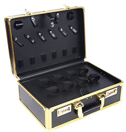 Xigner Friseurtasche mit Zahlenschloss - Barber Tragekoffer Barber Case für Haarschneider, Scheren & Friseurbedarf | Aufbewahrungstasche (Gold, 40x40x18 cm)