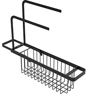 Teleskop-Spülbeckenregal, verstellbarer Spülbecken-Organizer, Karbonstahl, erweiterbarer Spülbecken-Organizer, ausziehbarer Spülbecken-Caddy mit ergonomischem Design für Küchengeschirr