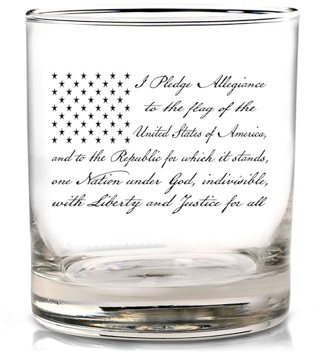 Rogue River Tactical Pledge Of Allegiance USA Flag Old Fashioned Whiskey Glass Gift For Military Veteran Active Duty Patriotic American