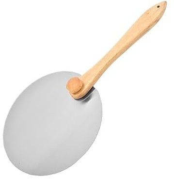 CaFfen Pizza ​Paddle 10/12inch Stainless Steel Pizza Peel Round Pizza Paddle Metal Pizza Spatula With Foldable Wood Handle Baking Homemade Pizza Tool Pizza Peel(10inch Round)