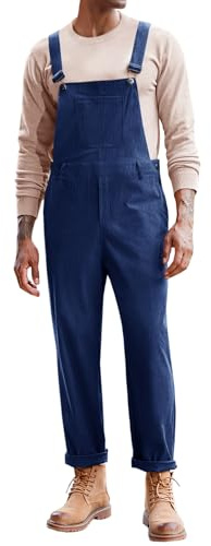 Runcati Mens Corduroy Bib Overalls Workwear Fashion Casual Jumpsuit Adjujstable Strap Romper Coverall