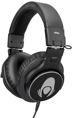 talomen W50X Over Ear Headphones for Studio Monitoring, Professional Wired Closed-Back Headphone with Detachable Cables, High-Fidelity Audio for Tracking, Mixing, DJing, Mastering, Black