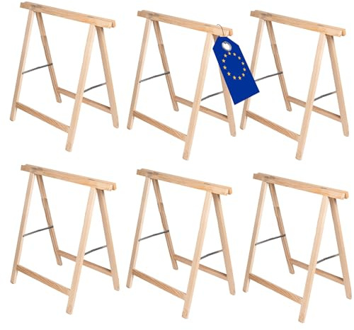 MODO24 Holzbock Klappbock Arbeitsbock Tapezierbock Sägebock Montagebock Unterstellbock SDKM, 6er-SET, 73x73x44 cm, Natur unbehandelt