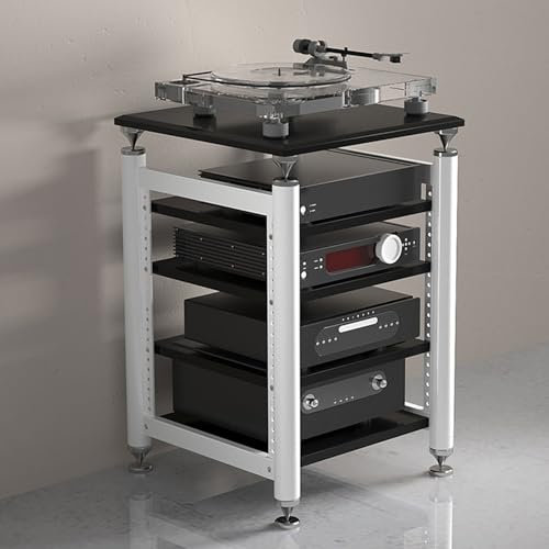 Mobile Stereo Hi fi Rack Hifi,Supporto Multimediale AV,Mensola Rack,Espositore Audio,Porta CD a Colonna,Mobile Giradischi e porta vinili,Supporto TV,Scaffalature Audio-video,per Home Theater(White bla