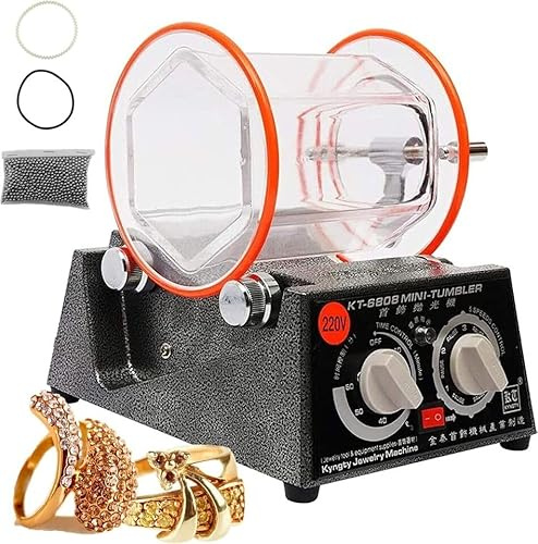 Jewelry Polisher Rotary Tumbler 3Kg - Finishing Machine with 5-Stage Speed Regulation for Gold Coins & Metal Jewelry - 220V Barrel Polisher