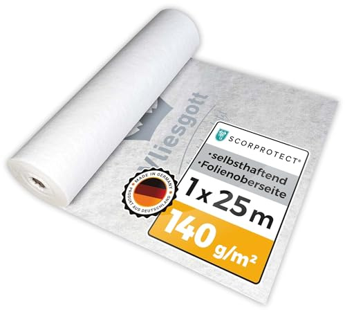 Scorprotect® BSV (bedrucktes) Boden- und Treppenschutzvlies, Abdeckvlies selbsthaftend 1 m x 25 m 140 g/m² Folienoberseite