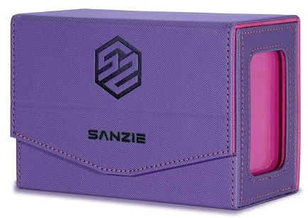 SANZIE Card Deck Box for MTG Commander Deck Box with 2 Toploaders 35PT fits 240+ Single Sleeved Trading Cards PTCG TCG Deck Box for Trading Cards (Purple)