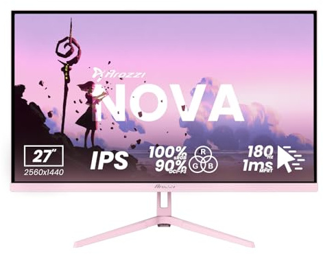 Arozzi Nova 27 Monitor Gaming IPS QHD 2560×1440, 180 Hz, 1 ms, FreeSync, HDR, Altavoces Integrados – Rosa