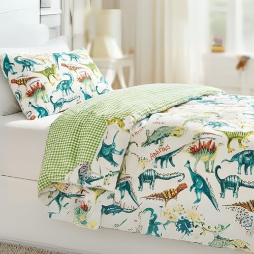 Aafan Dinosaur Single Duvet Cover Kids Bedding Set, with Pillowcase Reversible 100% Polycotton Quilt Cover for Boys & Girls Soft Cosy Animal Print Bedding for Children’s Bedroom, Easy Care