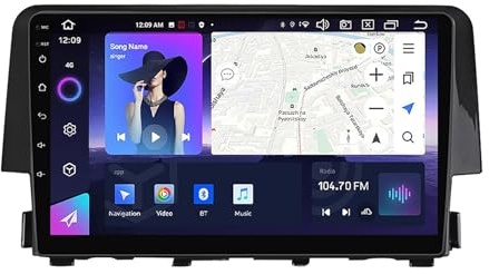 Radio De Coche Android 12 para Honda Civic 2015-2020 9 Pulgadas IPS Pantalla Táctil con Carplay Android Auto MirrorLink Hi-Fi DSP Dab BT 5.0 RDS Cámara Trasera Control del Volante(100S 1+16G)