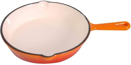 Aioneer Mini-Poêle À Omelette en Fonte Céramique Orange, Wok Émaillé, Compatible avec Plaques À Induction, Marmite Multi-Usages avec Poignée Confortable Et Double Bec Verseur.