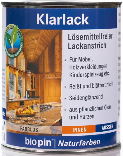Biopin Klarlack Aqua 0,75 L Hochglanz für Holz und Möbel
