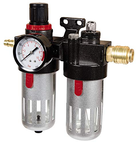 Original Einhell Kombiwartungseinheit mit Öler (Kompressor-Zubehör, Anschluss R 3/8, integriertes Manometer für Betriebsdruck, max. Eingangsdruck 10 bar)