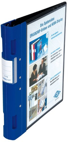 Wedo 5815003 mapp Ergogrip presentationsmapp (A4, 4-ringmekanik, plast, 31,3 x 3,8 x 28,0 cm) svart/blå