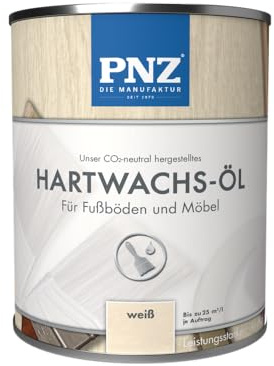 PNZ Hartwachsöl für Innen | Nachhaltig hergestellt mit regionalen Rohstoffen | Made in Germany | passend für Arbeitsplatte, Holzmöbel, Parkett, Holzboden, Gebinde:0.75L, Farbe:weiß