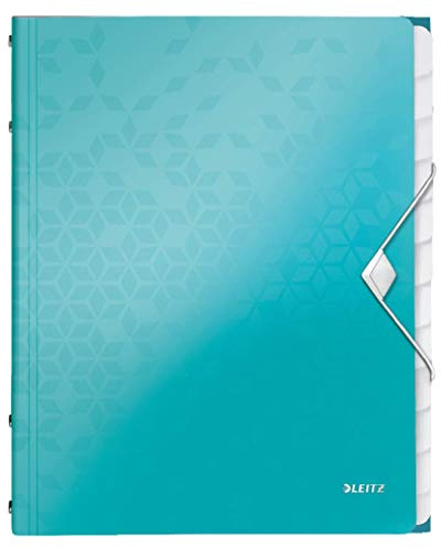 Leitz 46340051 Ordnungsmappe WOW, 12 Fächer, PP, eisblau