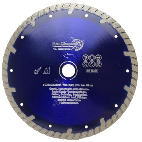 EDW Diamant-Trennscheibe Granit 230 mm Bohrung 22,23 mm Segmenthöhe 8 mm Naturstein Beton