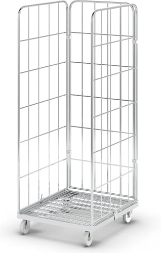 kaiserkraft | Stahlrollbehälter | 3-seitig, Gesamthöhe 1830 mm, Gewicht 33,3 kg