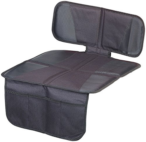 Lescars Kindersitzunterlage: Kindersitz-Unterlage Basic fürs Auto, 3 Netztaschen, Isofix-geeignet (Kindersitzunterlage Isofix, Kindersitz Schutzunterlage, Hund)