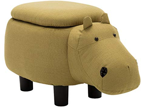 Ändern Sie Schuhe Hocker Tier-Flusspferd-Schemel-Feste Holzfußbank-Sofa-Speicher-Kinderbank-Änderungs-Schuhe Stuhl Gepolsterter Schemel 4 Beine Rutschfestes Lagergewicht 80kg Fußbank
