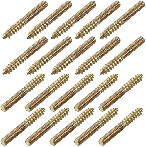 sourcing map M4 Vis Double Filetage Boulon Longueur 30mm Double Tête Autotaraudeuse 4mm Bois Joint Meubles Jambes 20Pcs