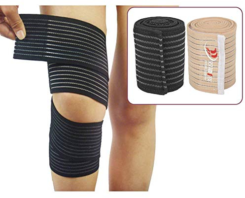 TMISHION Fascia elastica al ginocchio, fascia elastica di protezione per fasciatura al ginocchio, fasciatura per ginnastica, sollevamento pesi, fitness e sollevamento (nero)